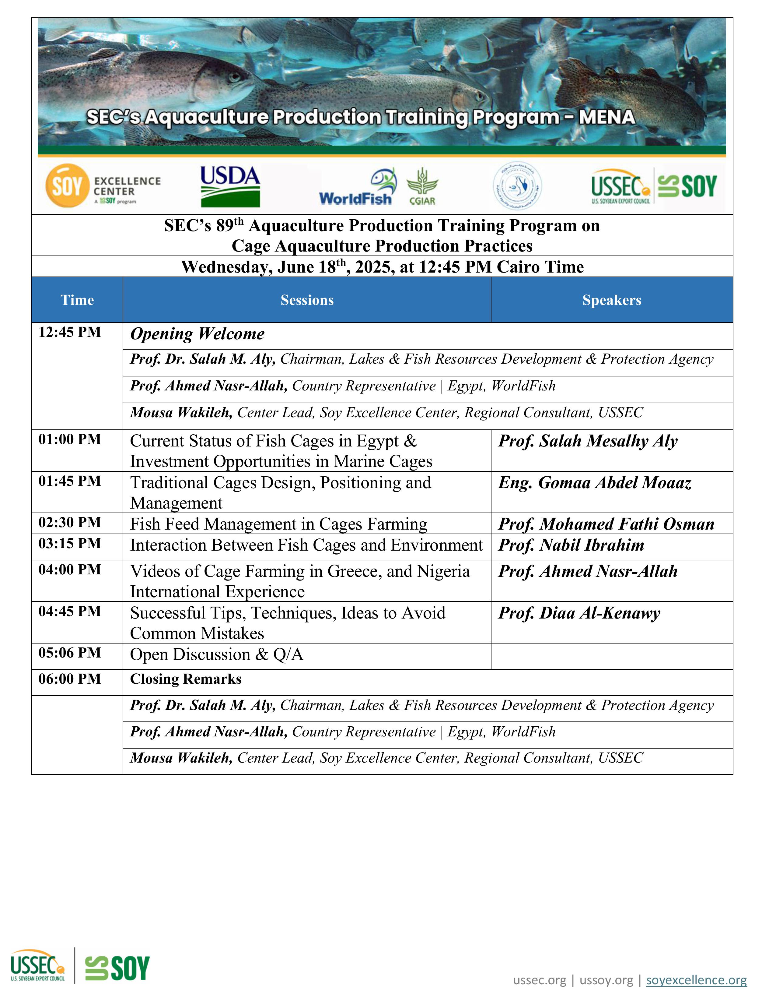 SEC’s 89th Aquaculture Production Training Program on Cage Aquaculture Production Practices